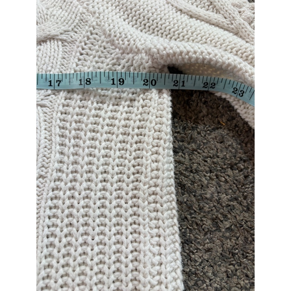 LOFT‎ Sweater Womens L Cream Cable Knit Popcorn Stitch Mock Neck Pullover Cozy - Picture 6 of 12